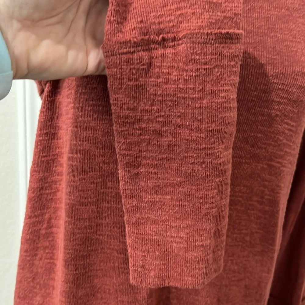 Free People Split Back Turtleneck Top Cinnamon Rust Oversized Large